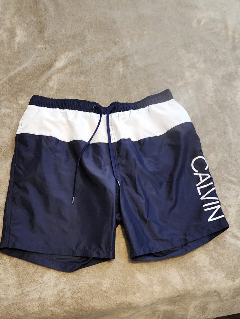 Calvin Klein Swim Trunks | Navy & White | NWOT | Size XL